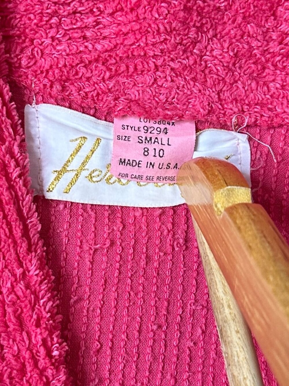Vintage Herbcraft Chenile Robe, Belted Pockets, SZ Small Made in USA Cottagecore - Picture 6 of 6